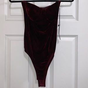Burgundy velvet bodysuit